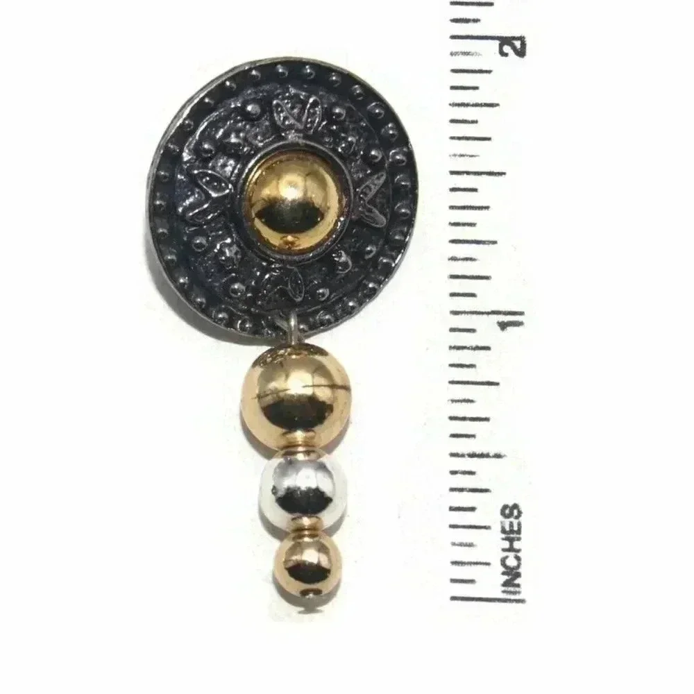 Vintage Silver and Gold Tone Dangle Earrings with Post Backs for Pierced Ears‎